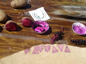 And voila! Decorated deerskin (SO soft) clothing, in this case.